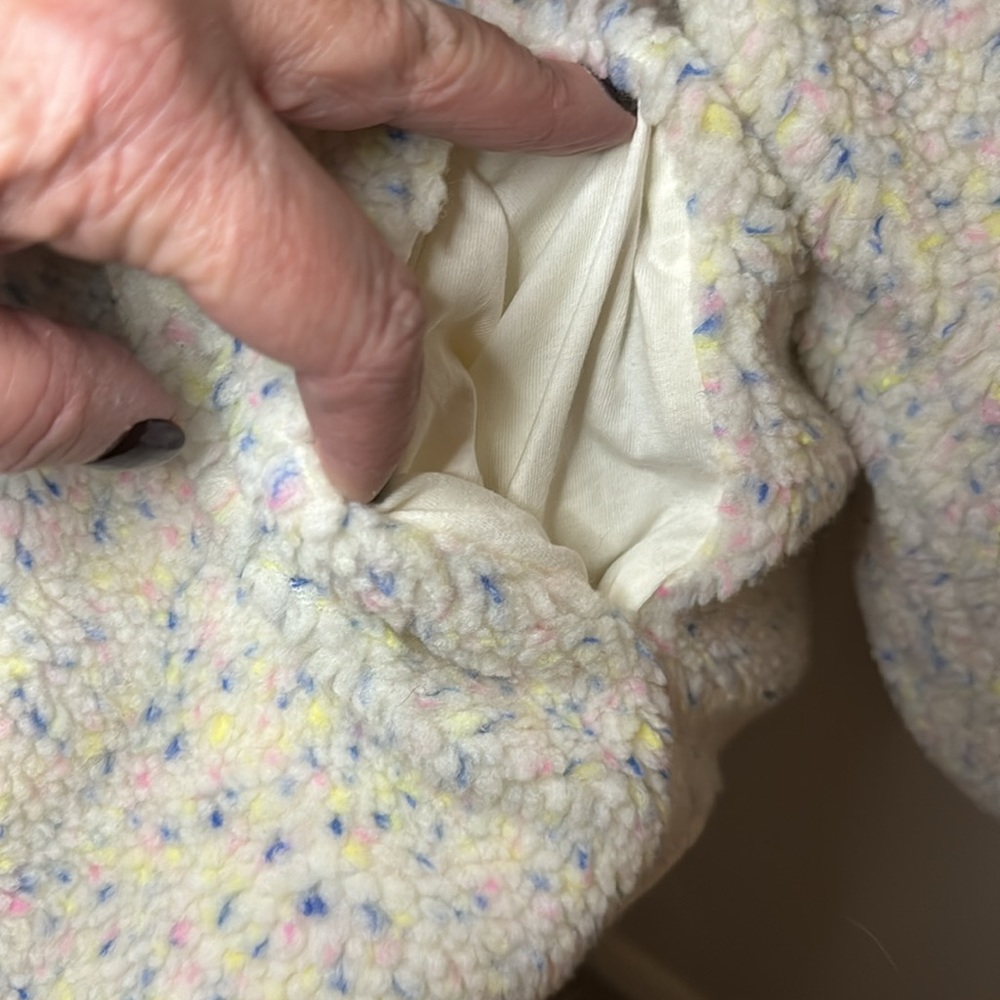 J Crew Sherpa Jacket Off White & Pastel Confetti - Picture 4 of 10